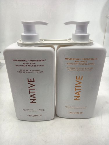 2PC NATIVE nourishing body wash - coconut & vanilla/ toasted vanilla honey- 1l/each image 2