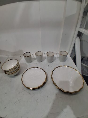 15pc Certified International regency gold-rimmed porcelain dinnerware set - white/gold (model: 89205rm) image 4