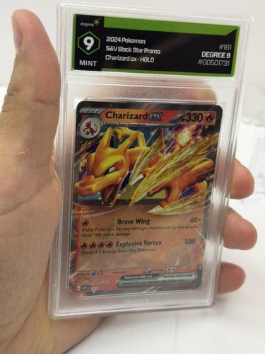 DEGREE GRADED 9 MINT 2024 POKEMON S&V BLACK STAR PROMO CHARIZARD EX- HOLO #161 CARD image 4