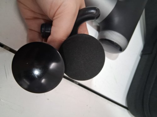 sharper image power percussion pro + compact hot and cold deep tissue massager with 4 attachments and 6 speeds - black - (model: 2427599). image 6