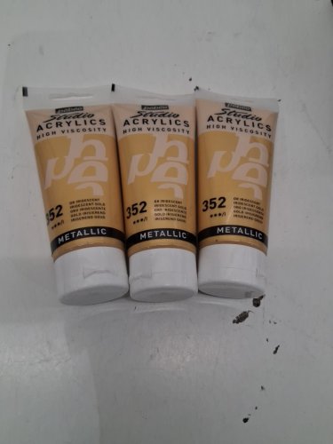 3PK PEBEO STUDIO ACRYLICS HIGH VISCOSITY METALLIC GOLD ACRYLIC PAINT - 100 ML EACH - GOLD (ITEM: 832-352) image 2