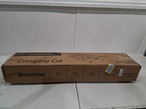 atorpok camping cot with carrying case - 78" x 31" x 18" - black with stripes (model: JGTW-L) image 4