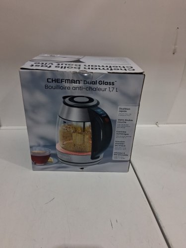 CHEFMAN DUAL-GLASS COOL TOUCH DIGITAL KETTLE WITH TEA INFUSER - 1500W - 1.7L - STAINLESS STEEL/BLACK (MODEL: RJ11-17-CTI-DG/1992747) image 2