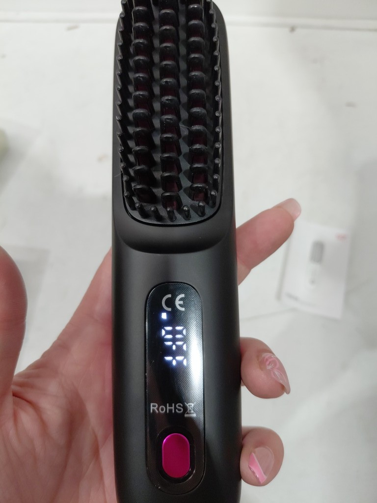 HAIR STRAIGHTENER BRUSH/COMB Cordless - black/pink - (model:s7) image 4