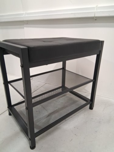 Industrial Entryway 3-Tier Shoe Rack Storage Bench - 17.5" x 11.5" x 16.5" - Black image 3