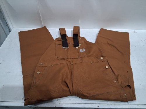 MEN'S CARHARTT UNLINED DUCK BIB OVERALLS - 36W x 30L - BROWN (STYLE : R01-M) image 3