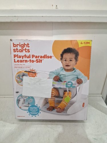 infant's bright starts playful paradise learn-to-sit floor seat - 4 to 12 months - grey (model: 12956) image 2
