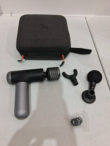 sharper image power percussion pro + compact hot and cold deep tissue massager with 4 attachments and 6 speeds - black - (model: 2427599). image 2