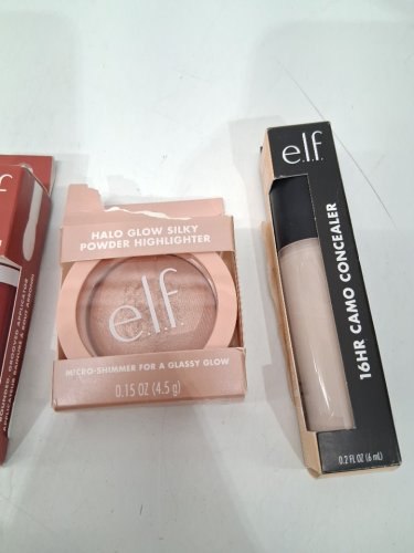 4 assorted elf makeup products - assorted  sizes, types and uses - concealer / liquid blush / highlighter/ lipstick image 4