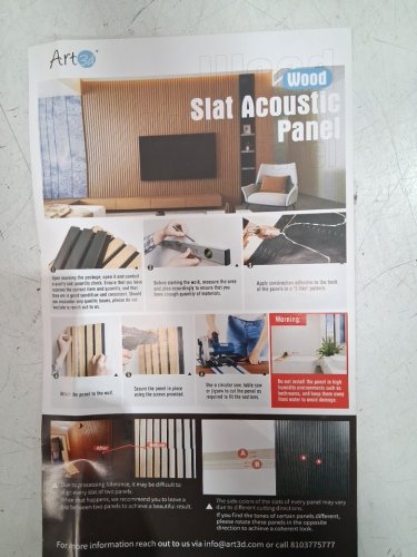 2pk Art3d Wood Slat Acoustic Panels for Wall and Ceiling - 47" x 24" - oak ‎ (model: A3111*2) image 5