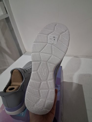 women's sketchers swift fit slip on shoe - size 8 - grey / purple - (style: 6633508) image 3