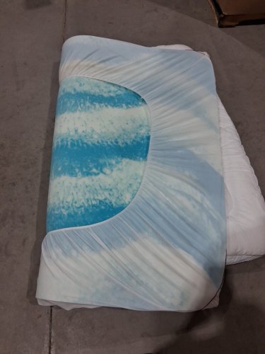 premium mattress topper with gel memory foam - queen - 60" x 80" - blue/white image 7