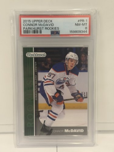 PSA GRADED 8 NM-MINT 2015 UPPER DECK CONNOR MCDAVID PARKHURT ROOKIES #PR-1 image 3