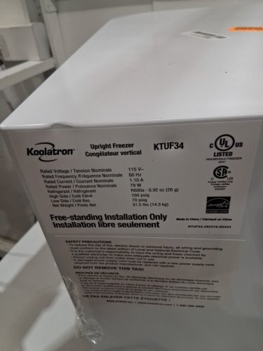 KOOLATRON COMPACT UPRIGHT PORTABLE CUBE mini fridge FREEZER - 1.2 CUft/34l - WHITE (MODEL: KTUF34) image 6