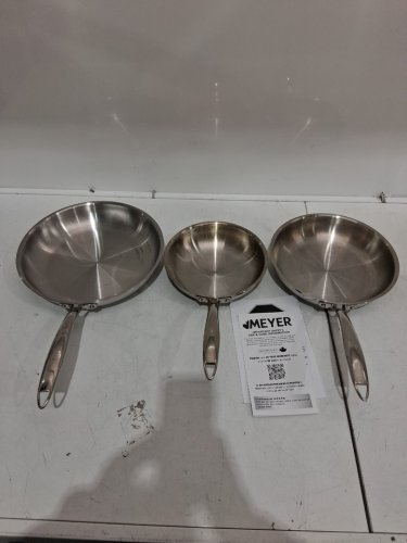 3pc meyer accolade induction oven safe no drip professional cookware pan set - 8" / 9.5" / 11" - stainless steel (MODEL: 1801554) image 3