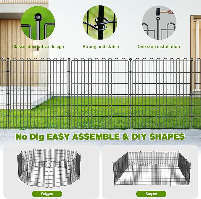 10pk outdoor Animal Barrier/lanscape Fence - 40" x 23.6ft - black (Model: HB-40in10P) image 3