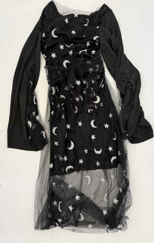 WOMEN'S PARTYHOLIC TWILIGHT SORCERESS COSTUME DRESS ONLY - MEDIUM (8-10) - BLACK/GREY (STYLE: 50153M) image 4
