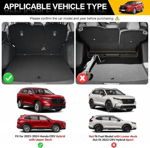 4PC JTYZSM All Weather Floor and Trunk Mats for 2023-2025 Honda CRV - Black image 2