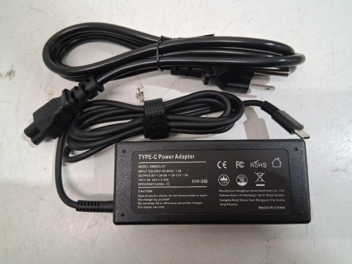 REPLACEMENT FAST CHARGING USB-C POWER ADAPTER FOR CHROMEBOOK LAPTOPS - 65W - BLACK (MODEL: sm65cl-01) image 2