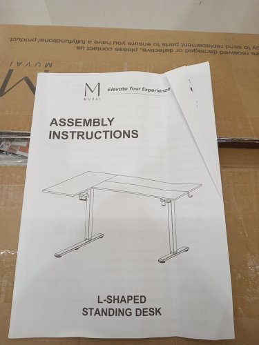 muvai modern adjustable l shaped computer desk - 59" x 40" x 28.3" - 45.6" - black image 6