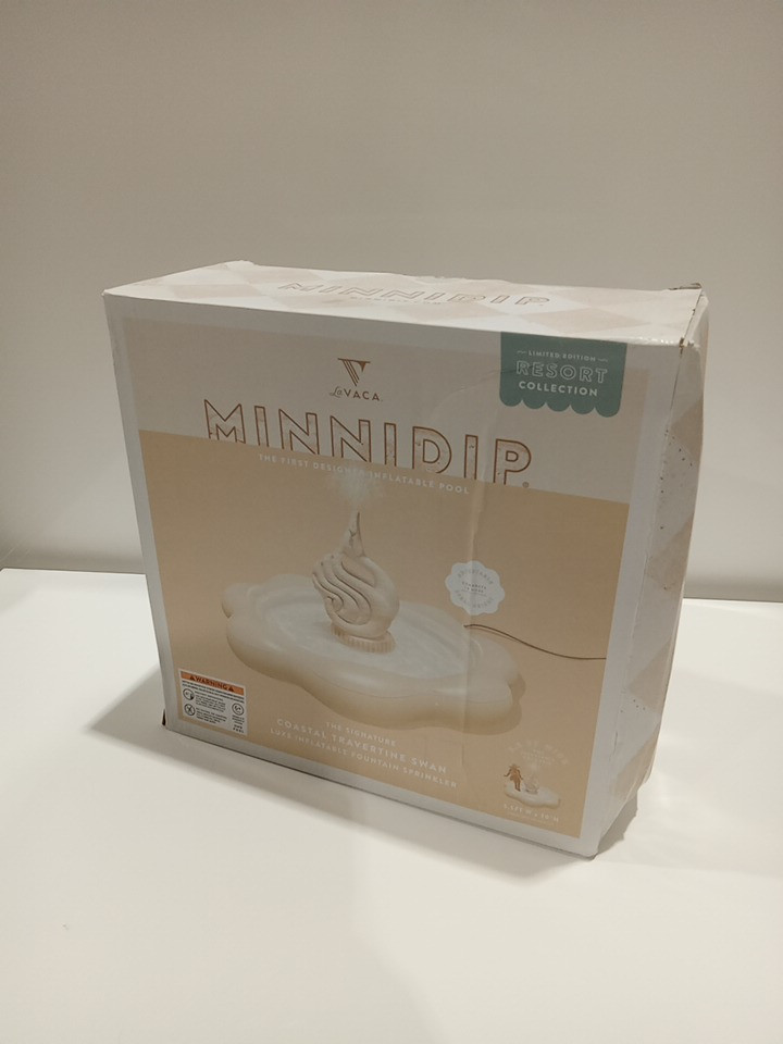 Minnidip The Signature Coastal Travertine Swan Luxe Inflatable Fountain Sprinkler - 5.5FT x 30" - Off-White image 2