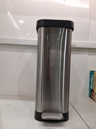 glad slim step stainless steel step trash/garbage can, 45 litre capacity - black/stainless steel image 4