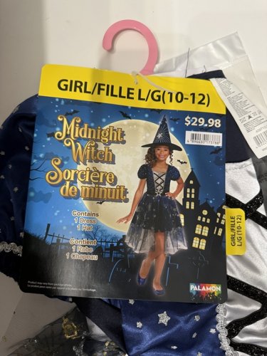 2PC GIRLS PALAMON MIDNIGHT WITCH COSTUME - LARGE 10/12 - BLUE/SILVER/GOLD (STYLE: 40971) image 3
