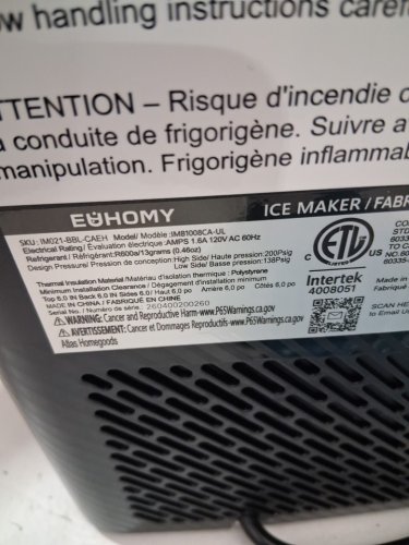 EUHOMY SELF-CLEANING BULLET COUNTERTOP ICE MAKER WITH ICE SCOOP - MAKES 27LB PER DAY - BLACK (MODEL: im021-bbl-caeh / IMB1008CA-UL) image 6