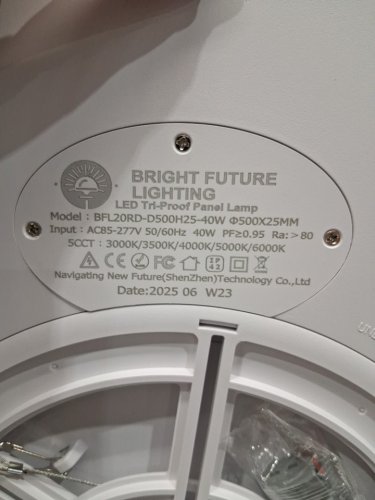 2pk bright future lighting dimmable led tri-proof panel light fixture - 20" - 40w - 3000K to 6000K - white (MODEL: bfl20R-d500h25-40w) image 5