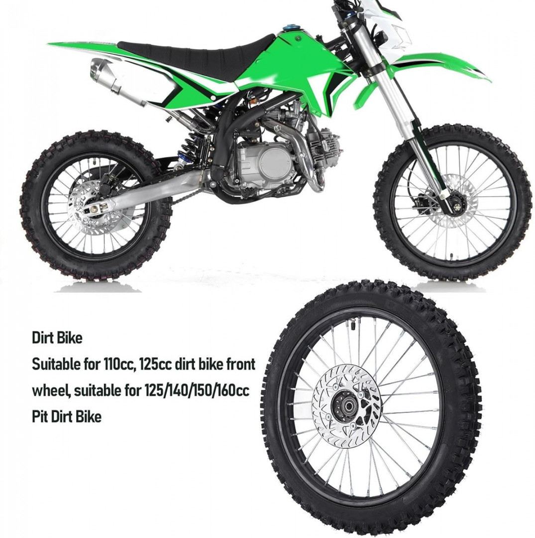 Front Wheel Assembly with Brake Rotor for various Pit Dirt Bike models - 60/100-14 2.5-14 -14" - black image 2