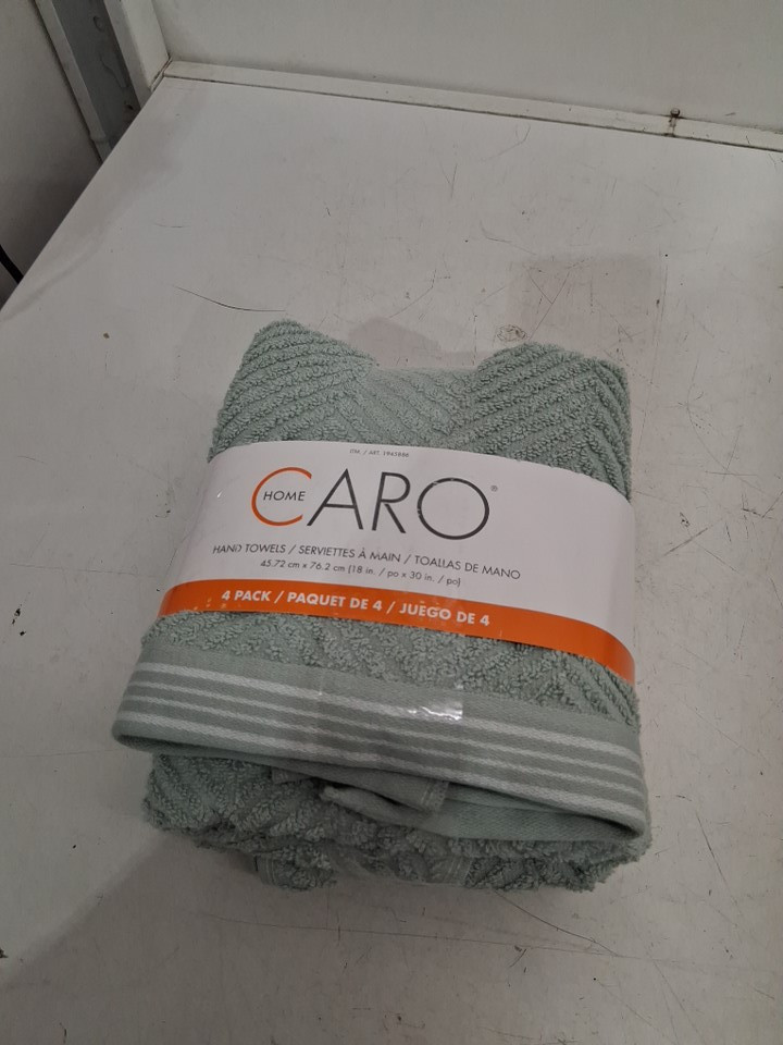 3pk caro home 100% cotton hand towels - 18" x 30" - green herringbone (MODEL: 1945886) image 2