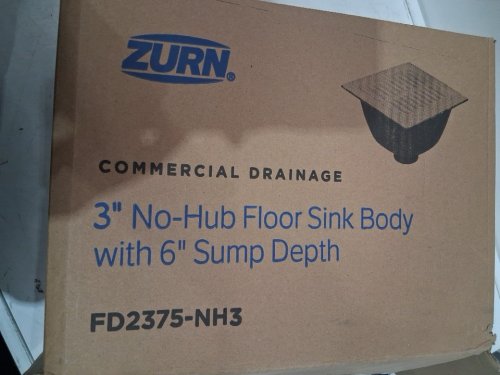zurn Acid Resisting Enamel Coated Floor Sink with 3" No-Hub Connection and 6" Sump Depth - 12" x 12" - white - (model:fd2375-nh3) image 3