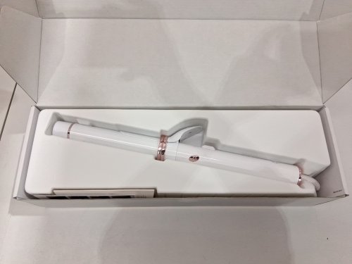 t3 curlwrap automatic rotating curling iron with long barrel (5.5"l) - timer settings and 9 heat settings - 1.25" - white/rose gold - (model: 76680). image 3