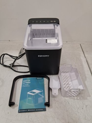 EUHOMY COUNTERTOP ICE MAKER WITH ICE SCOOP AND BASKET - MAKES 26.5LB / DAY - BLACK (MODEL: IM021-B1) image 3