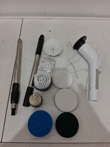 depcler Electric Spin Scrubber - 4000mAh Battery, 380-500 RPM, 8 Replaceable Brush Heads, Adjustable Handle - white image 3