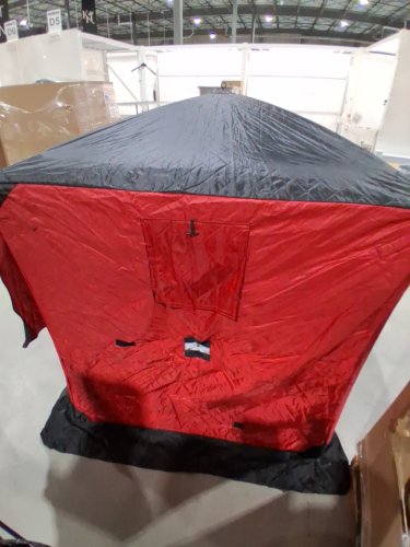 vevor 2 person pop-up portable ice fishing shelter - 60'' x 60" x 65" - red/black - model: dt035 image 3