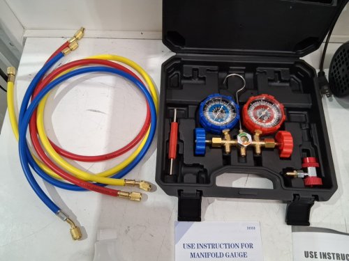 pb motor tech vacuum pump with manifold gauge set - 1/3hp - 4.5cfm - 5pa - 3 way manifold gauge - black (model: pb-a00a / rs-1.5) image 4