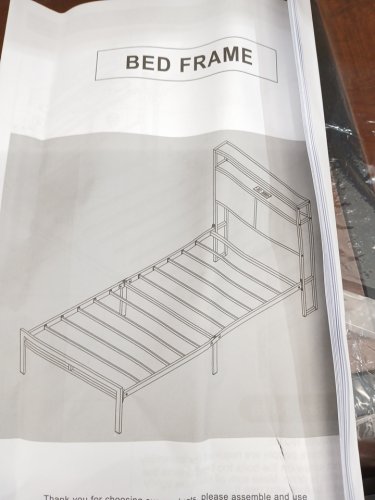 Metal Bed Frame With Shelf Headboard - Twin - Brown/Black (Model: HB0141) image 6