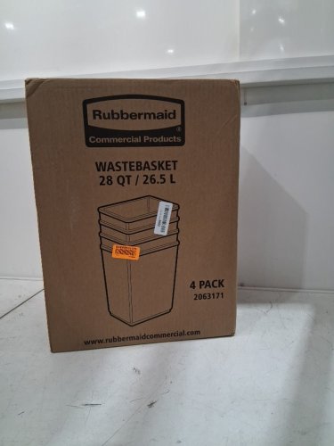 4PK RUBBERMAID RECTANGULAR WASTEBASKET TRASH CAN - 28QT/26.5L - BLACK (MODEL: 2063171) image 2