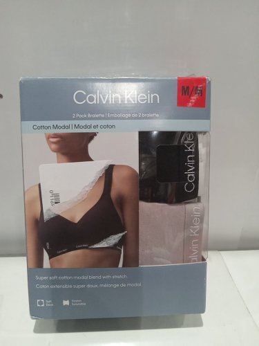 2PK Women's Calvin Klein Cotton Modal Bralettes - medium - black/TAUPE (style: 1561688) image 2