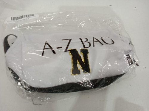 A-Z BAG Travel Toiletry bag With rfid - bold letter n - white/black image 2