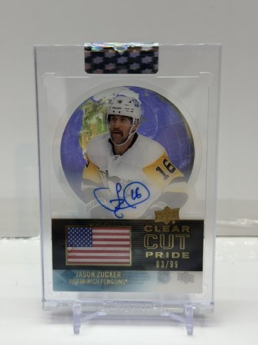 SIGNED JASON ZUCKER LTD ED #3/99 - 2022- 23 UPPER DECK CLEAR CUT PRIDE USA CARD (PA-JZ) image 3