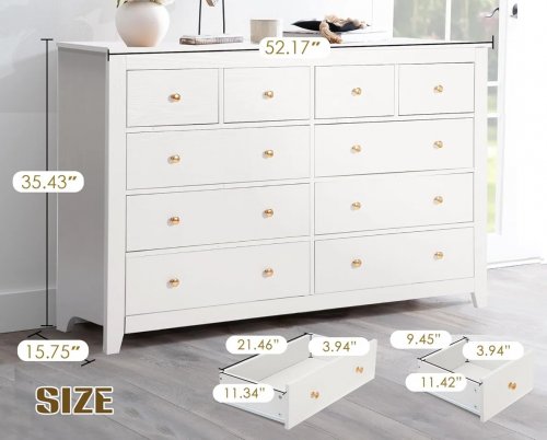 Winston porter wooden 10 Drawer Dresser for Bedroom - 52" - white (model: uswdr10dwaytw) image 2