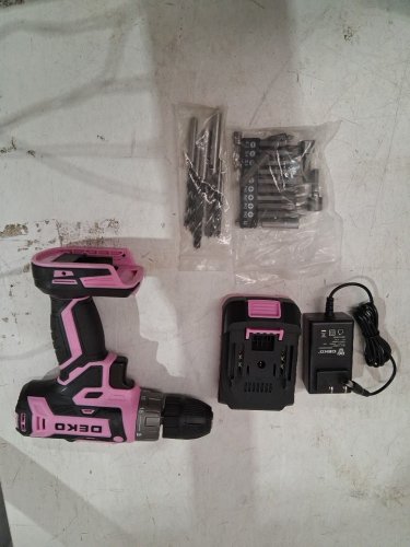 deko cordless power drill with bits - 20v - pink - (model: dkcd20xl02p) image 3