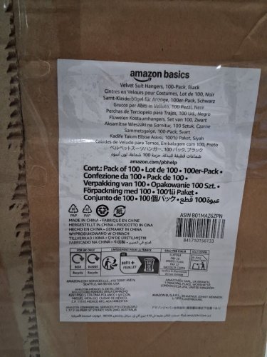 100pk adults AMAZONBASICS VELVET SUIT HANGERS - BLACK image 2