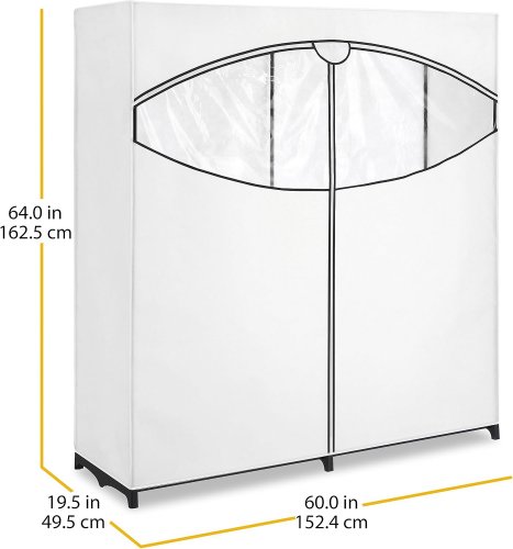 WHITMOR EXTRA-WIDE CLOTHES CLOSET WITH COVER - 19.5" x 60” x 64" - WHITE (model:6822-167-b) image 2