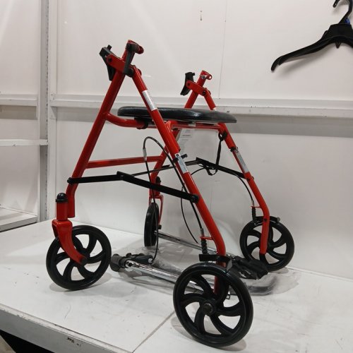 MEDLINE GUARDIAN BASIC STEEL ROLLATOR WITH 8" WHEELS ROLLING WALKER - 300LB CAPACITY - RED (MODEL: MDS86860ERS8) image 3