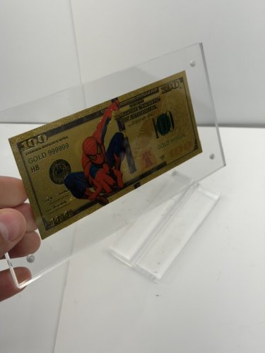 SPIDERMAN GOLD NOTE 10000 IN ARCYLIC DISPLAY STAND image 4