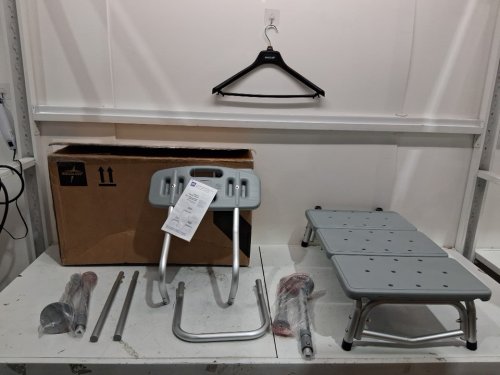 MEDLINE GUARDIAN TRANSFER BENCH WITH BACK & MICROBAN ANTIMICROBIAL TREATMENT - GREY (MODEL: G3-100KBX1) image 3