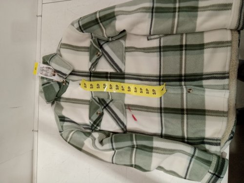 Women's Sage Collective Plush Shirt Jacket - extra large  - green / white plaid (style: 1894385) image 2